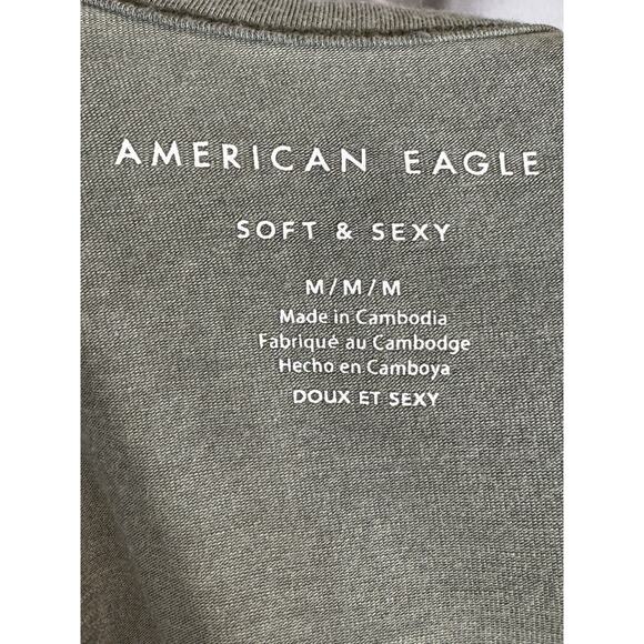 American Eagle Soft & Sexy Green Crop Tee Top Open Criss Cross Strap Back Medium - Picture 10 of 10